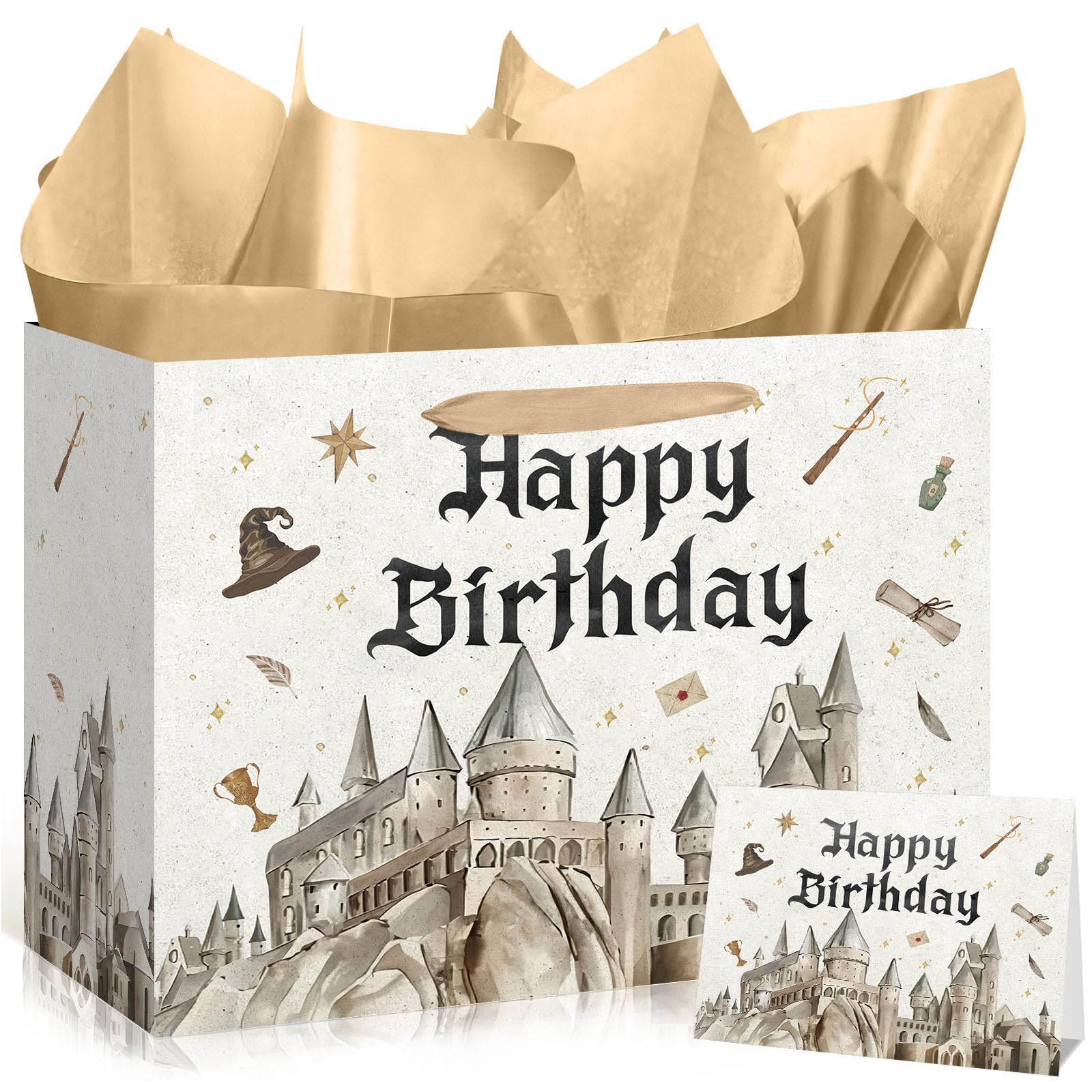 Wizard Castle Birthday Gift Bag with Tissue Paper and Card