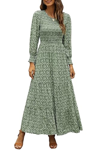 Annebouti Women's 2026 Spring Casual Long Sleeve Maxi Dress Boho