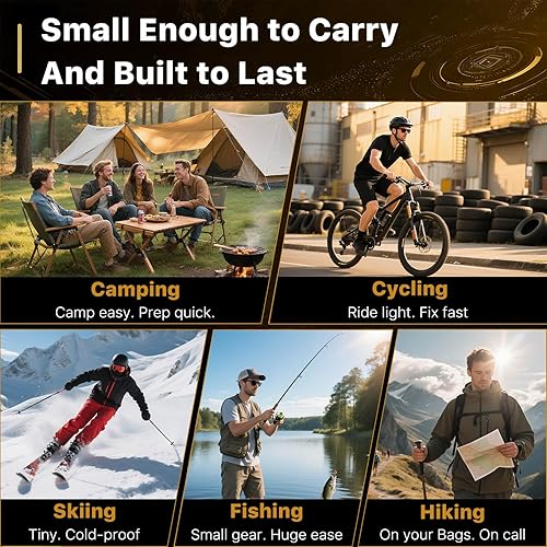 Miniatura 5 de Paquete de 2 multiherramientas 18 en 1 de copo de nieve, acero inoxidable con mosquetón, abrebotellas y llave, mini herramienta para exteriores,