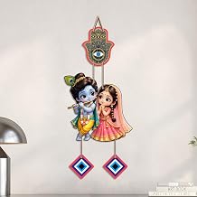 Artvibes Radha Krishna Couple Evil Eye Wall Hanging for Home Entrance Door Decor | Nazar Battu Protection Hanging for Living Room Bedroom Temple | Vastu Positive Energy Decorative Gift (WH_8577N)