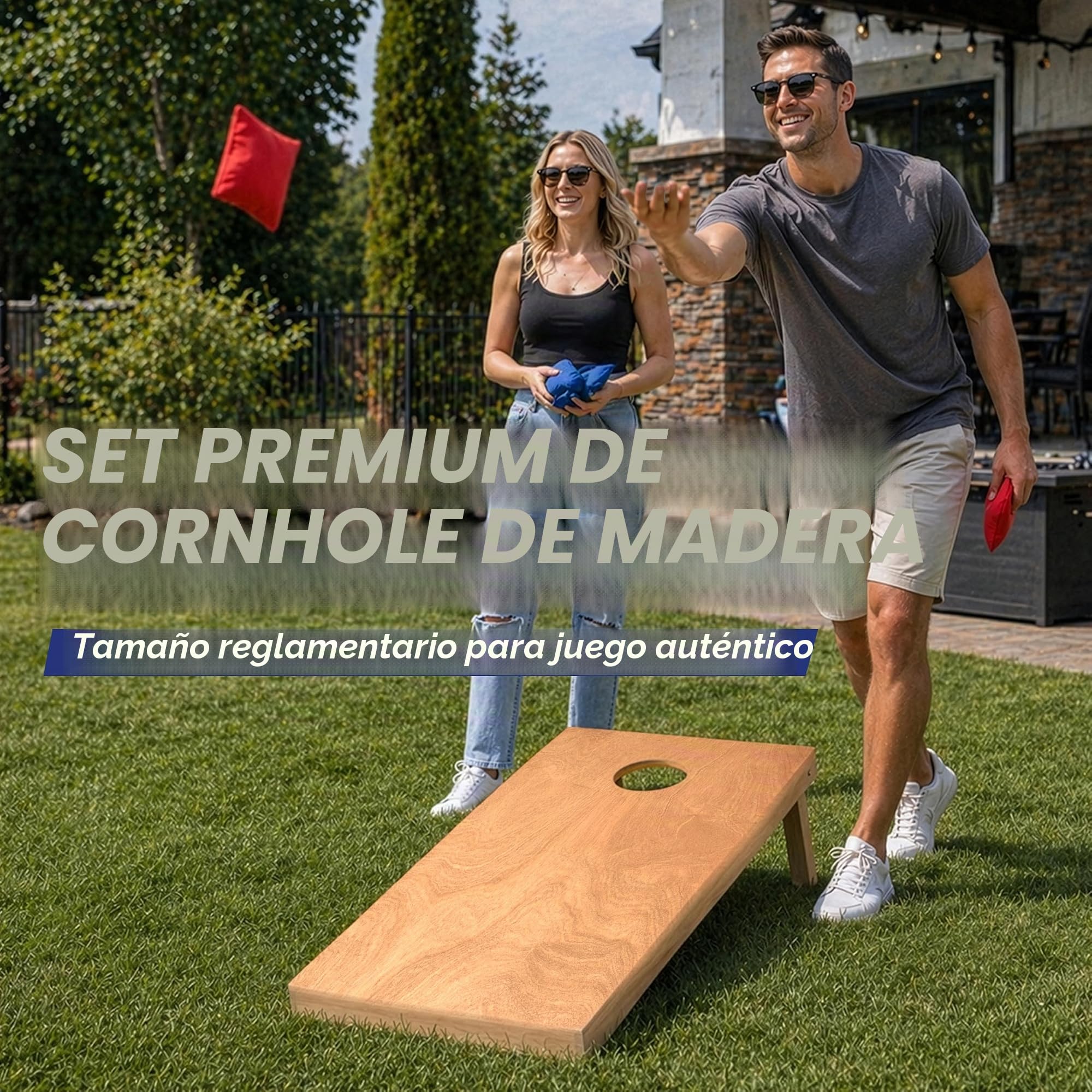 GoSports Juegos de Cornhole - GoSports Juego de Tablas de Cornhole de Grado Profesional de 4 x 2 pies, Tablas de Lanzamiento de puf Premium de tamaño reglamentario Completo Unisex Adulto
