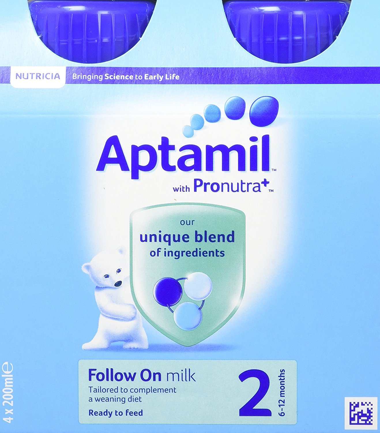 Aptamil 2 Follow On Baby Milk Ready to Use Liquid Formula 6-12 Months 200 ml (Pack of 24 bottles)