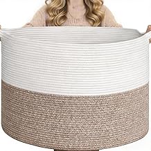 Goodpick Blanket Basket Living Room, 19.7"x19.7"x12.6" Cotton Rope Toy Basket for Blankets, Woven Baskets for Storage, Toy Storage