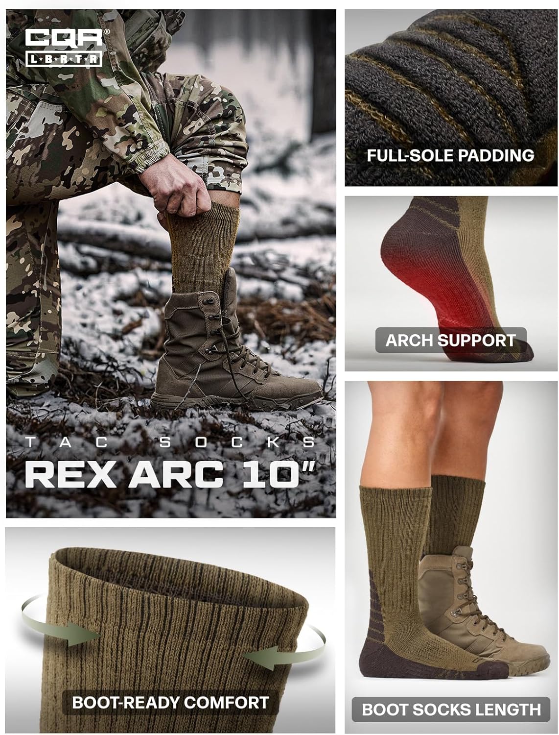 CQR 3 Pack Men and Women Wool Hiking Mid Calf Crew Socks, Moisture Wicking Breathable Outdoor Tactical Cushion boot Socks