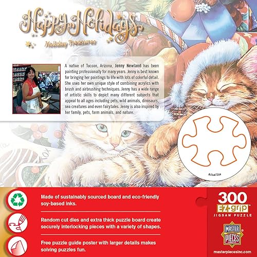 Miniatura 9 de MasterPieces Rompecabezas de Navidad EZ Grip de 300 piezas, para visitantes de vacaciones, 18 x 24 pulgadas