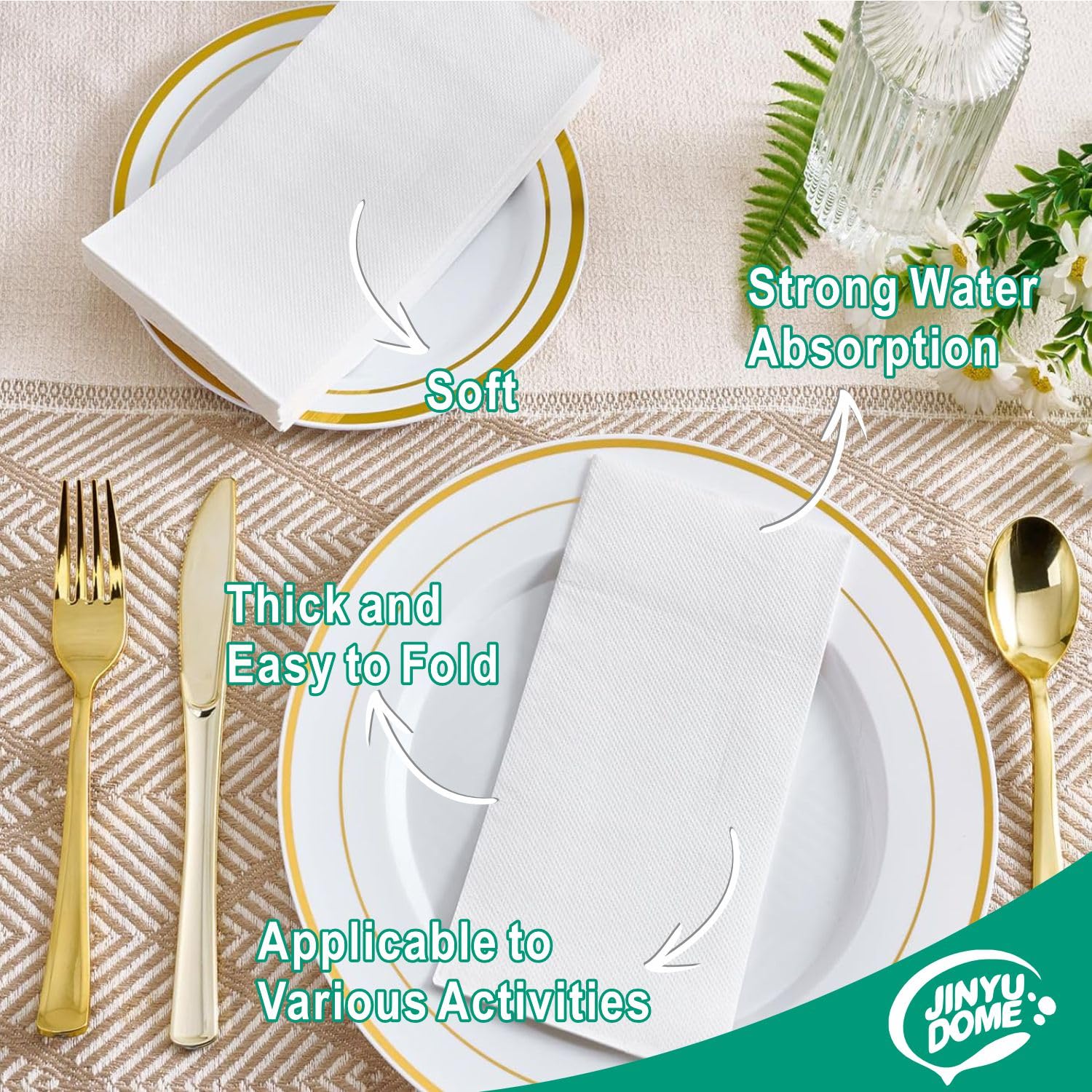 Asciugamani Usa E Getta In Lino - Confezione Da 100 Pezzi, 30x40cm, Morbidi E Assorbenti Per Ospiti