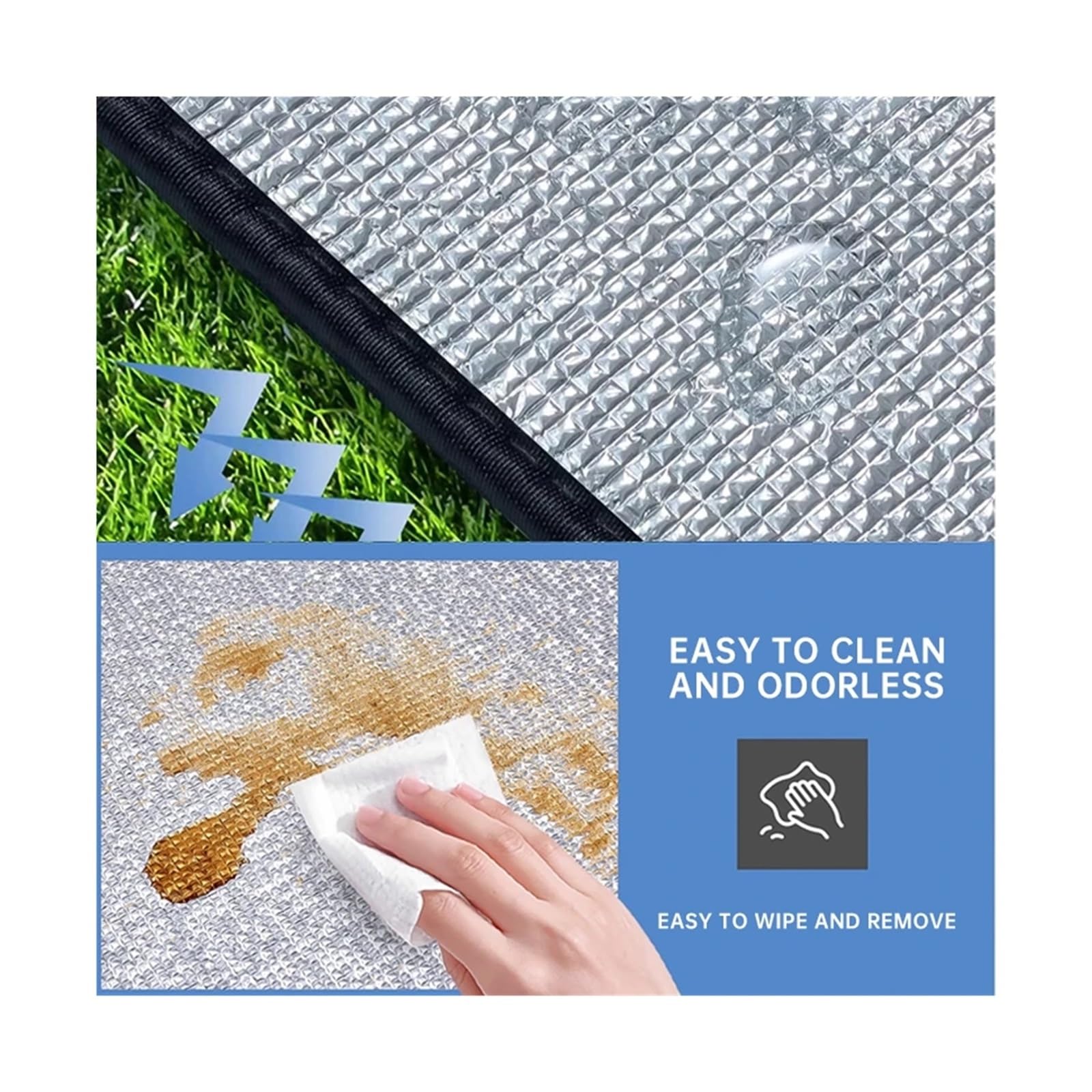 Manta Picnic Estera de Piso película Aluminio Doble Cara for Exteriores, Estera Espuma Aislante a Prueba Humedad, Impermeable for Camping, Picnic, for Tienda Playa(2x2m 2pcs)