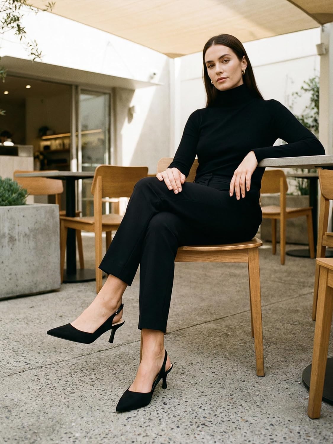 Women's Slingback Kitten Heels Closed Pointed Toe Pumps Wedding Party Dress Shoes - Image 2