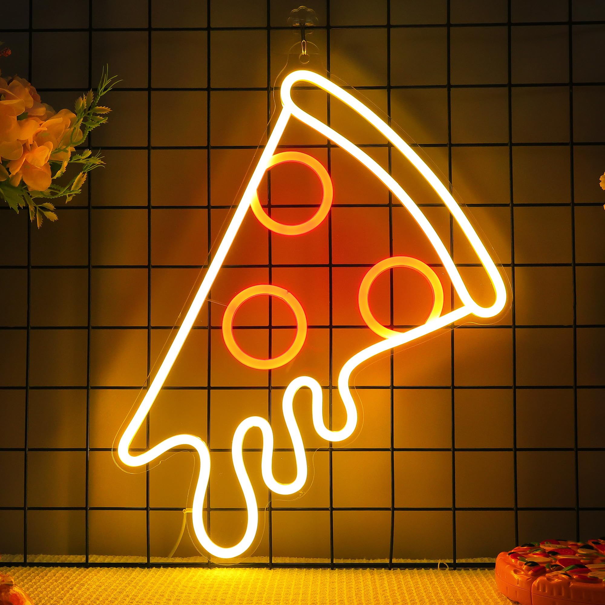 CoolGift Mart Pizza Neon Sign, Dimmable LED Light – Perfect for Store, Restaurant, Kitchen, Man Cave, Birthday Party Decor; Ideal Gift for Kids, Boys, Girls, and Pizza Lovers