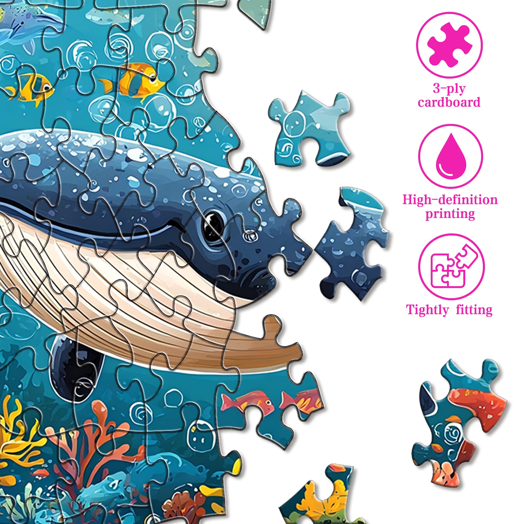 Ginfonr 1000 Piece Jigsaw Puzzles for Adults, WHALE REEF - Image 4