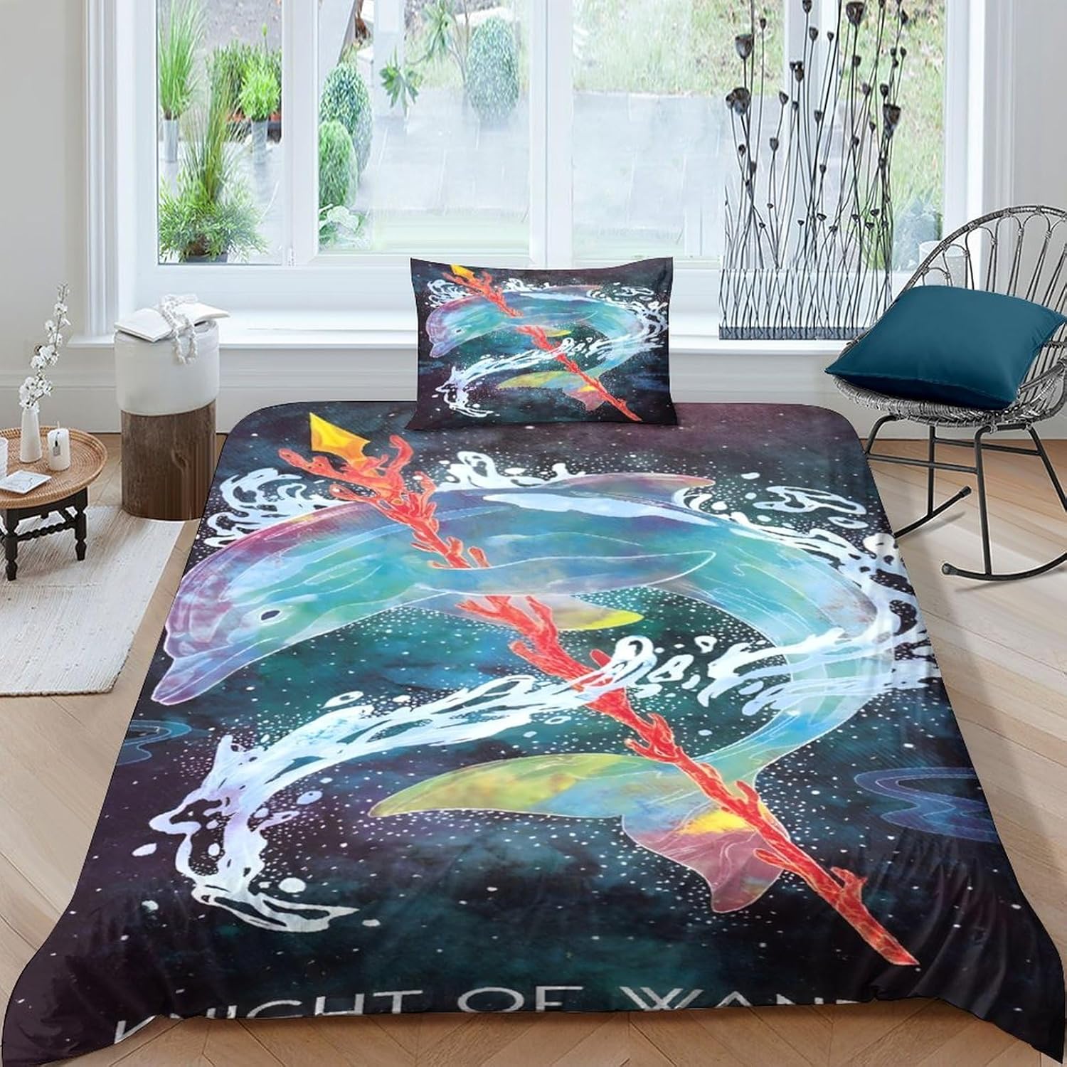 BYTUGI Magician Card 3D Printed Animal Tarot Deck Duvet Cover Set for