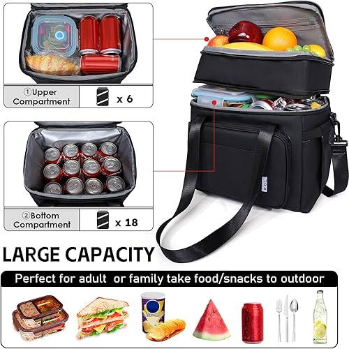 Miniatura 4 de NOL Natural Organic Lifestyle Bolsa de almuerzo aislada para adultos, grande de doble capa expandible a prueba de fugas, bolsa de almuerzo con