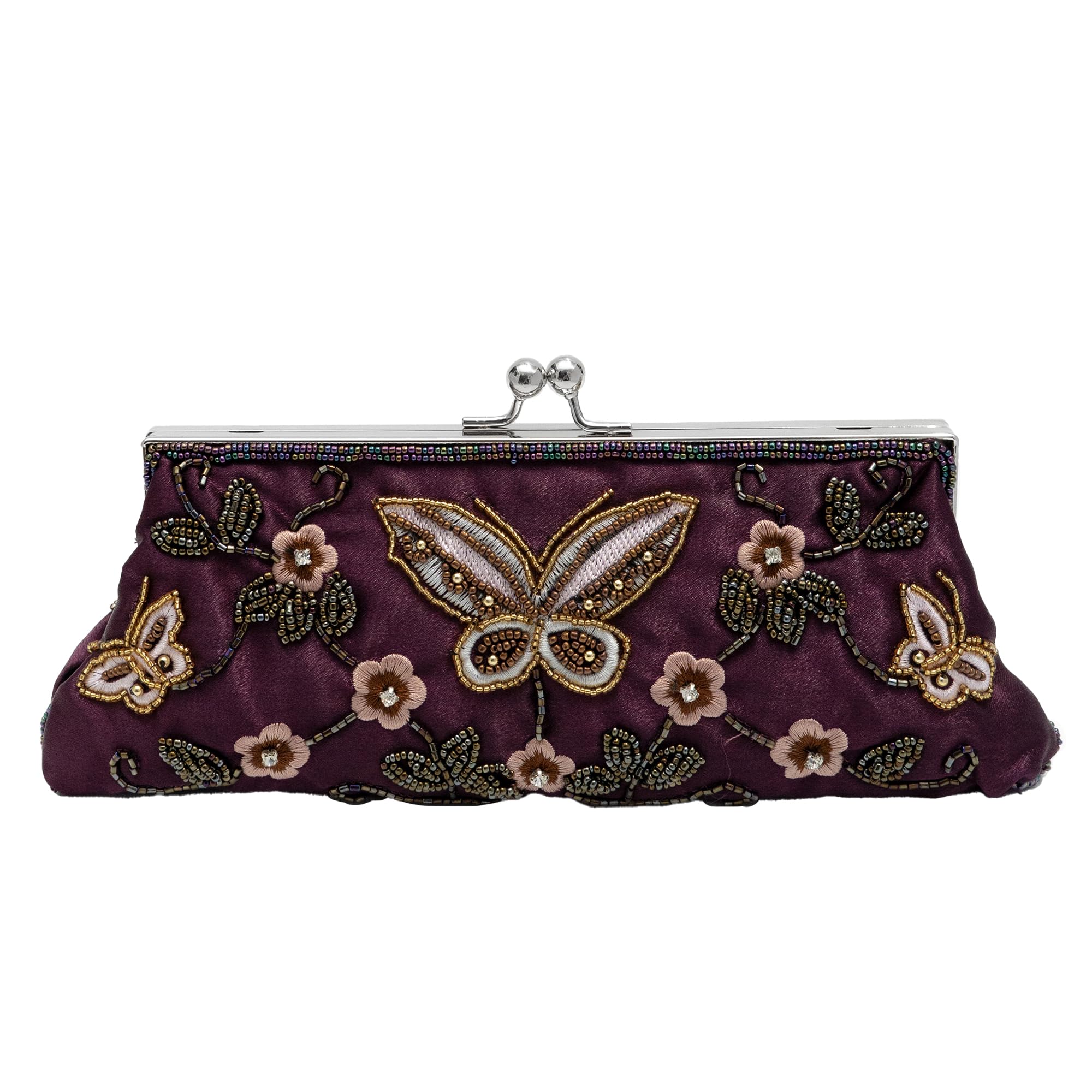 Abendtasche im Vintage-Stil mit Schmetterlingen, Blumenmuster, elegante Handtasche für Damen, für Bräute, Abschlussbälle, Partys und formelle Anlässe