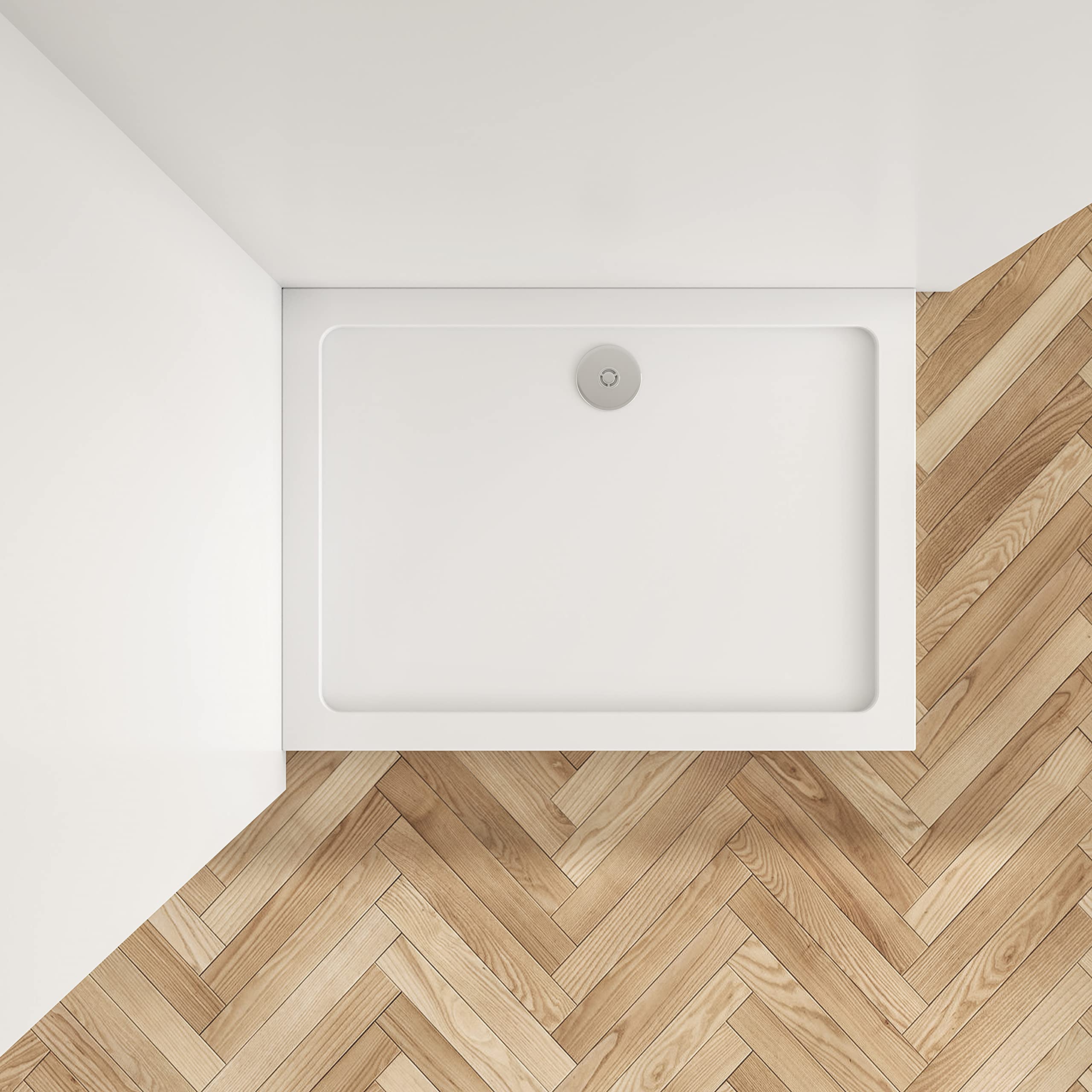 Huiyang 1500 x 700mm New Stone Tray Shower Enclosure Walk in Bathroom Rectangle + Free Waste