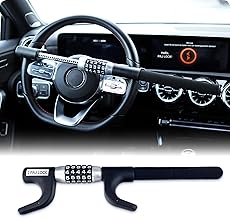 PAJ LOCK Universal Steering Wheel Lock for Cars, SUVs, Vans and Trucks - Adjustable Steering Wheel Jaw, Mechanical Anti-Theft with 5 Digit Code, Emergency Hammer