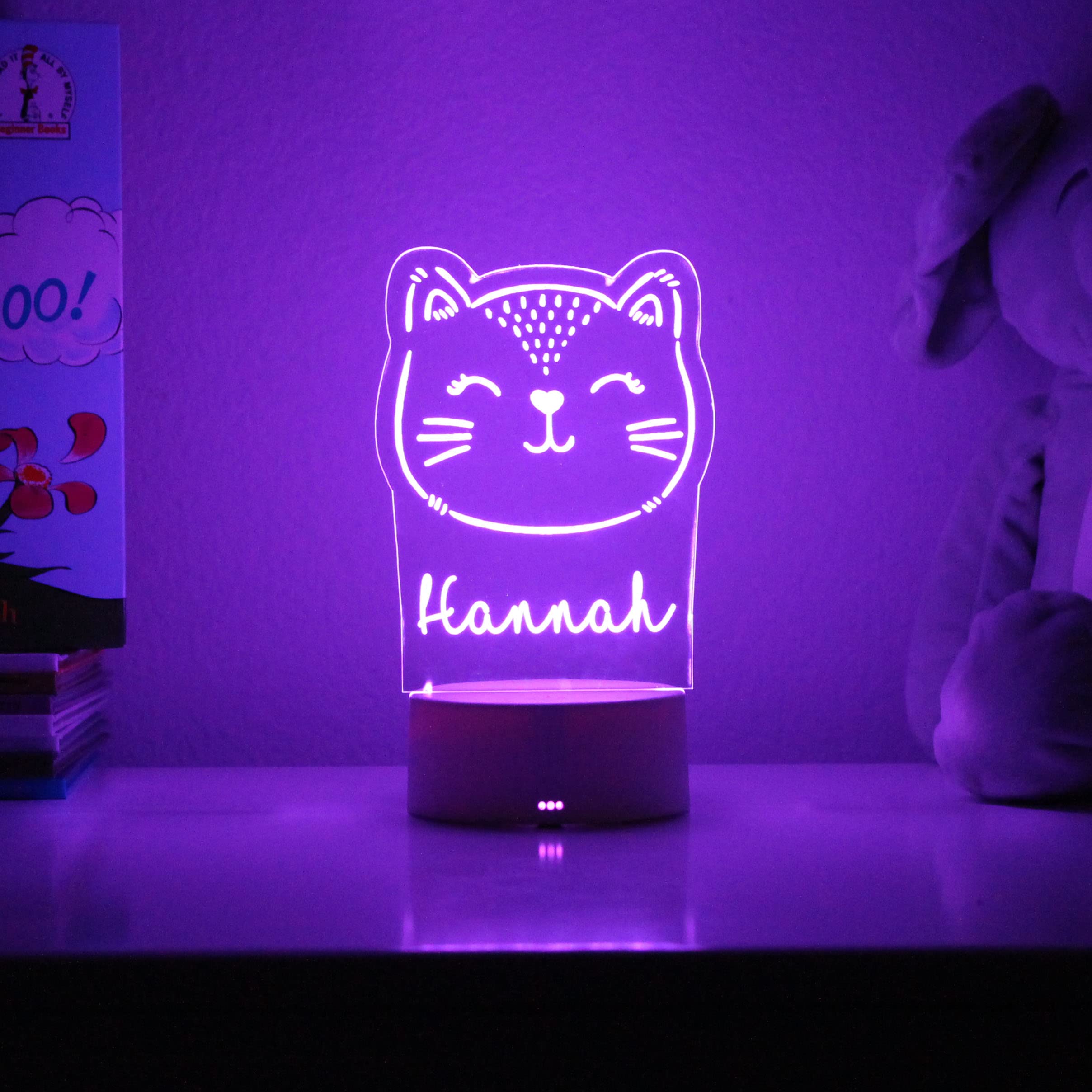 ETCHEY Personalized Cat Night Light, Cat Night Light, Boy's Room, Kid's Bedroom Decor Children's Light, Kids Bedroom
