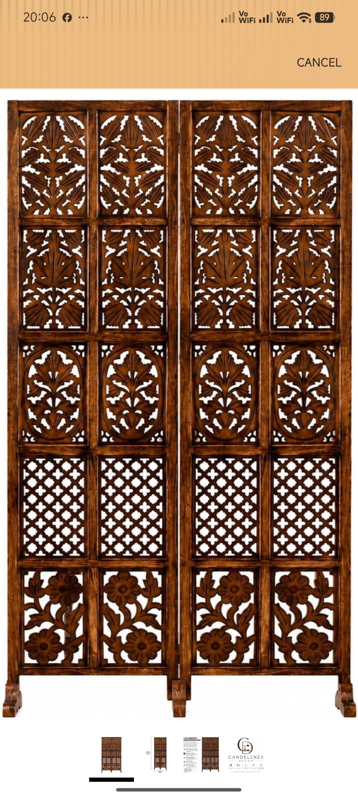 Handcrafted Wooden Room Divider 2 Panel Folding Privacy Screen – Decorative Carved Wooden Partition for Living Room, Bedroom & Office – Rustic Brown Finish, 72 H x 40 W Inches-image-28