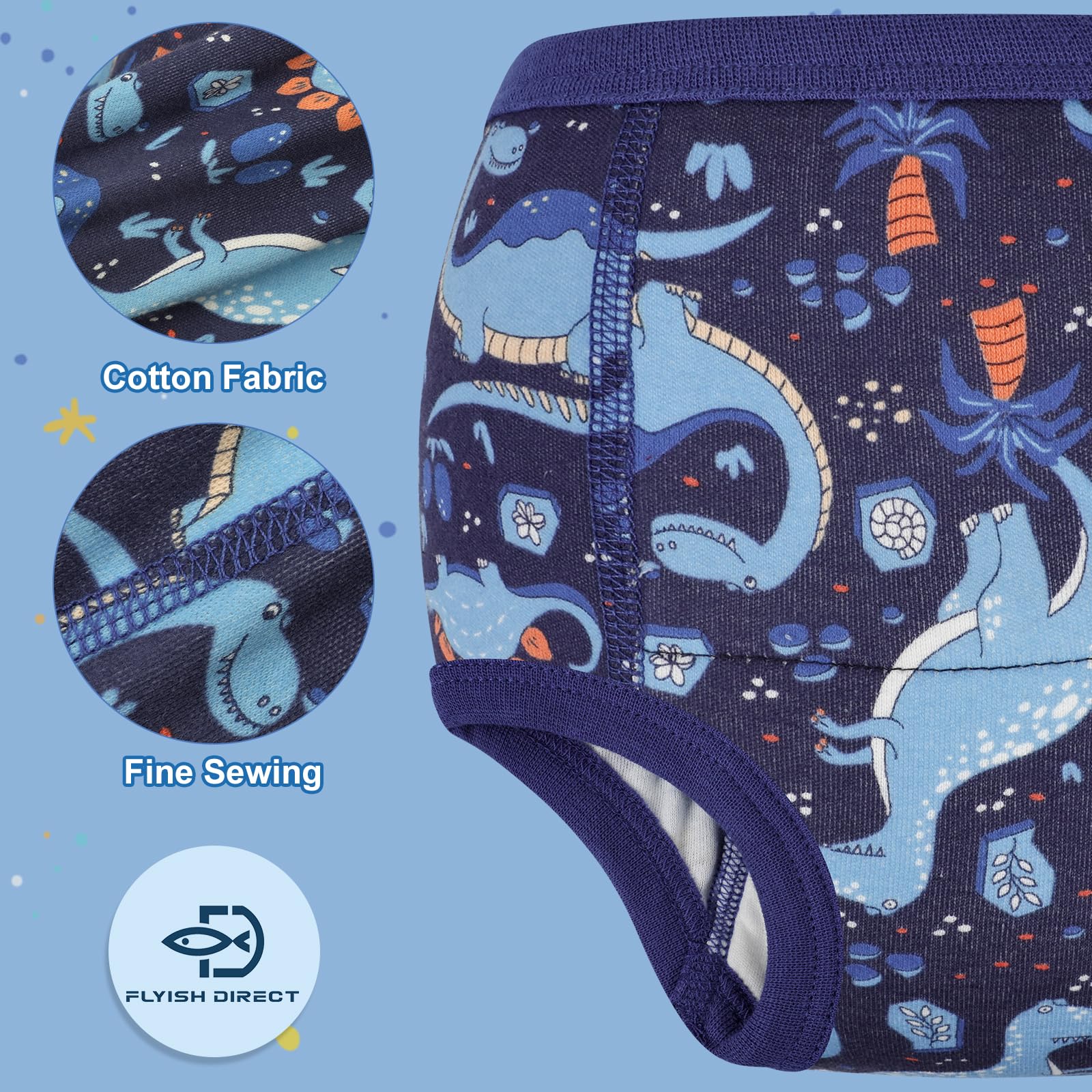 FLYISH DIRECT Mutandine Apprendimento per Bambino per Ragazzi Mutandine di Apprendimento Pantaloni da vasino per Bambini Cotone Assorbente Confezione da 6, 140/7T
