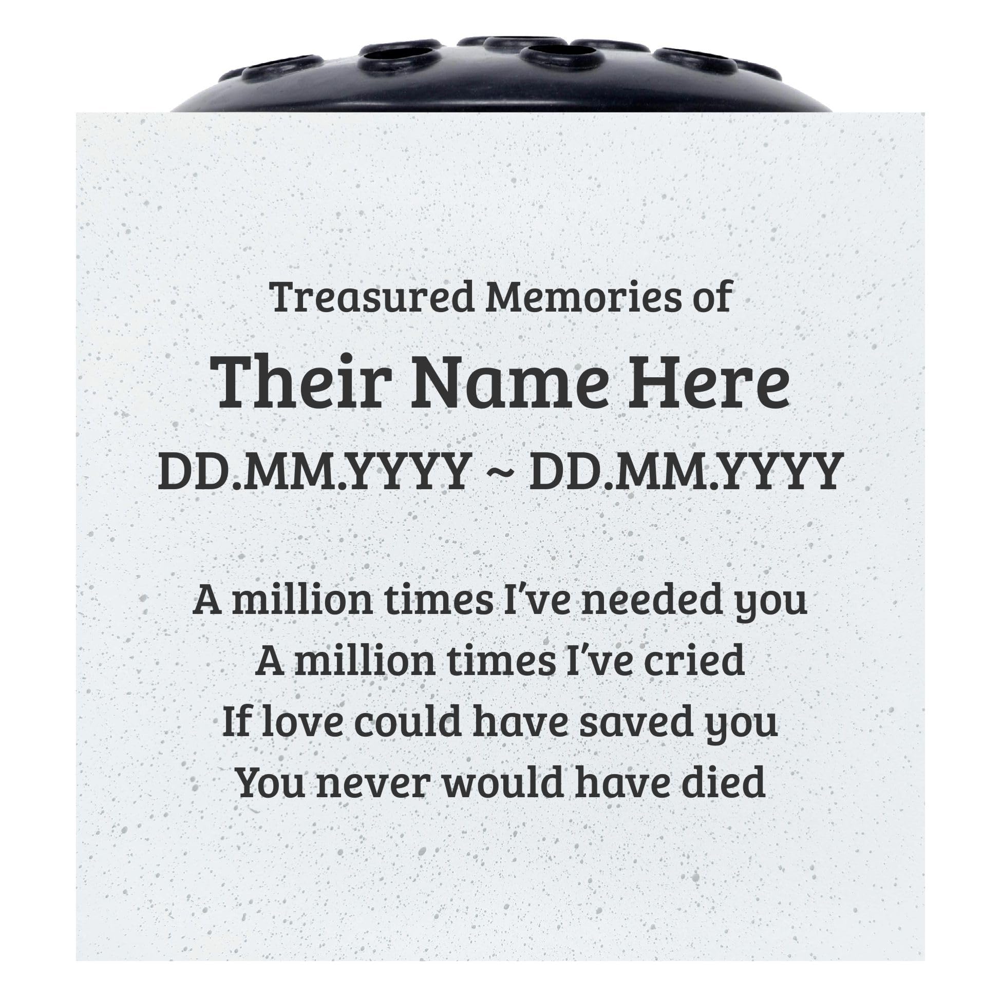 Angraves Personalised A Million Times Customised Memorial Graveside Flower Rose Bowl Vase
