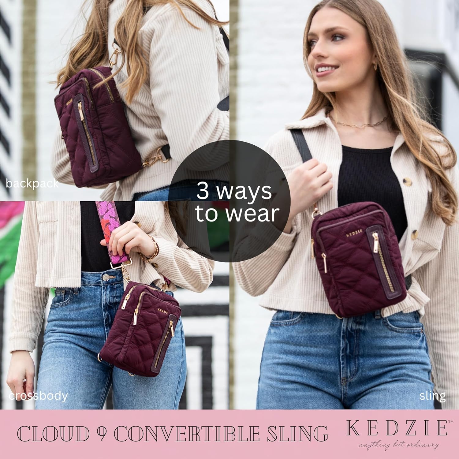 KEDZIE Quilted Puffer Crossbody Bag for Women Shoulder Lightweight Small Handbag - Image 4