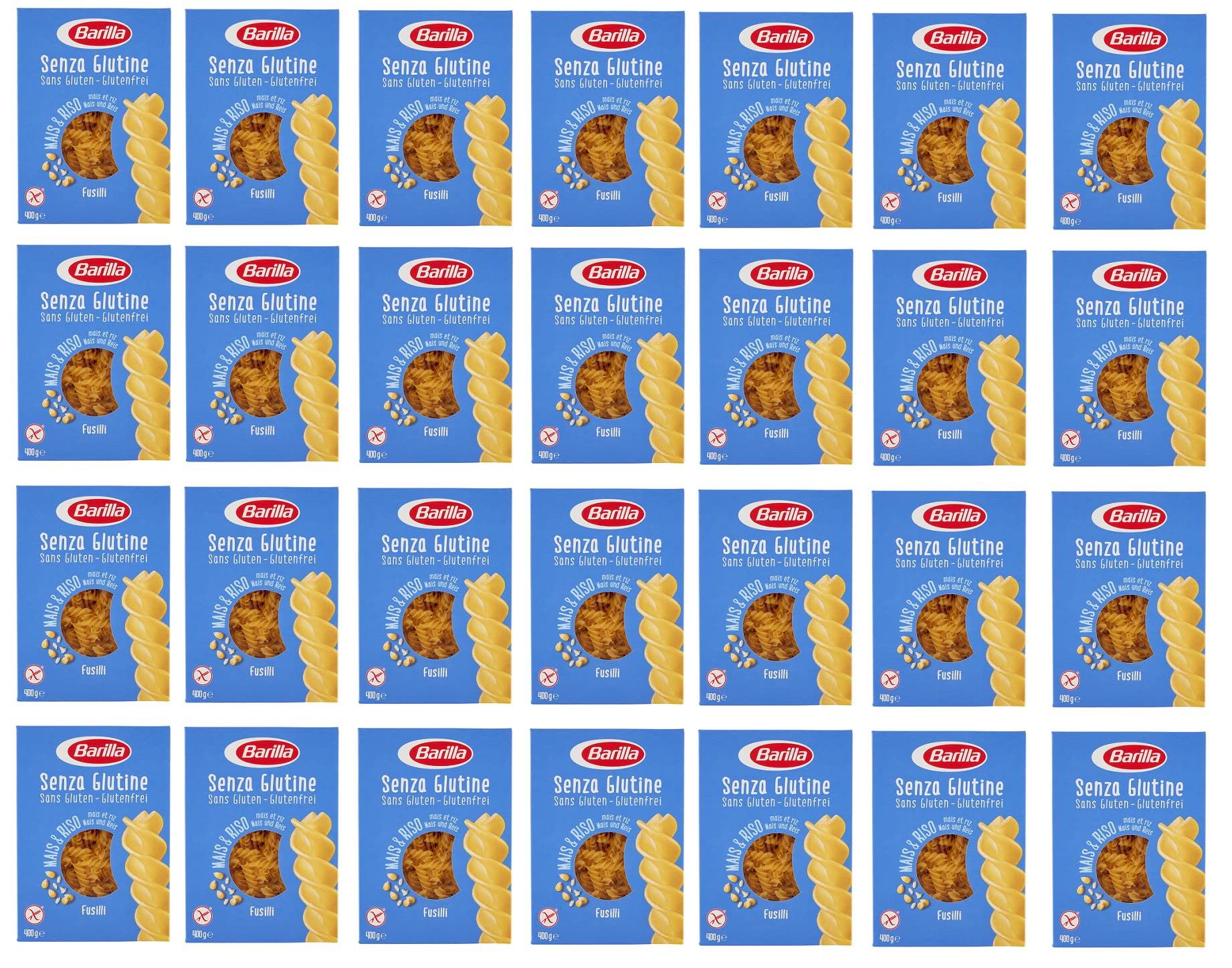Barilla Pasta Fusilli sin gluten de arroz y maíz – Pack de 28 (28 x 400 g)