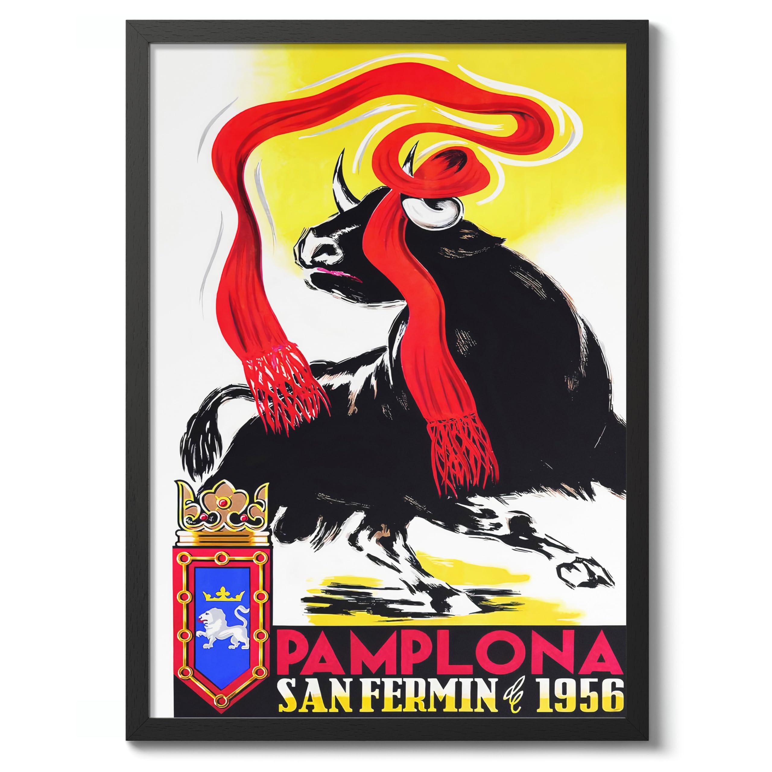 Pamplona, Spain Vintage Spanish Travel Poster, Retro Spain Tourism Print, Decoration Wall Art Seville Landmark Bedroom Decor, A2 (Black Frame) - 62.5x45.1cm — image 1