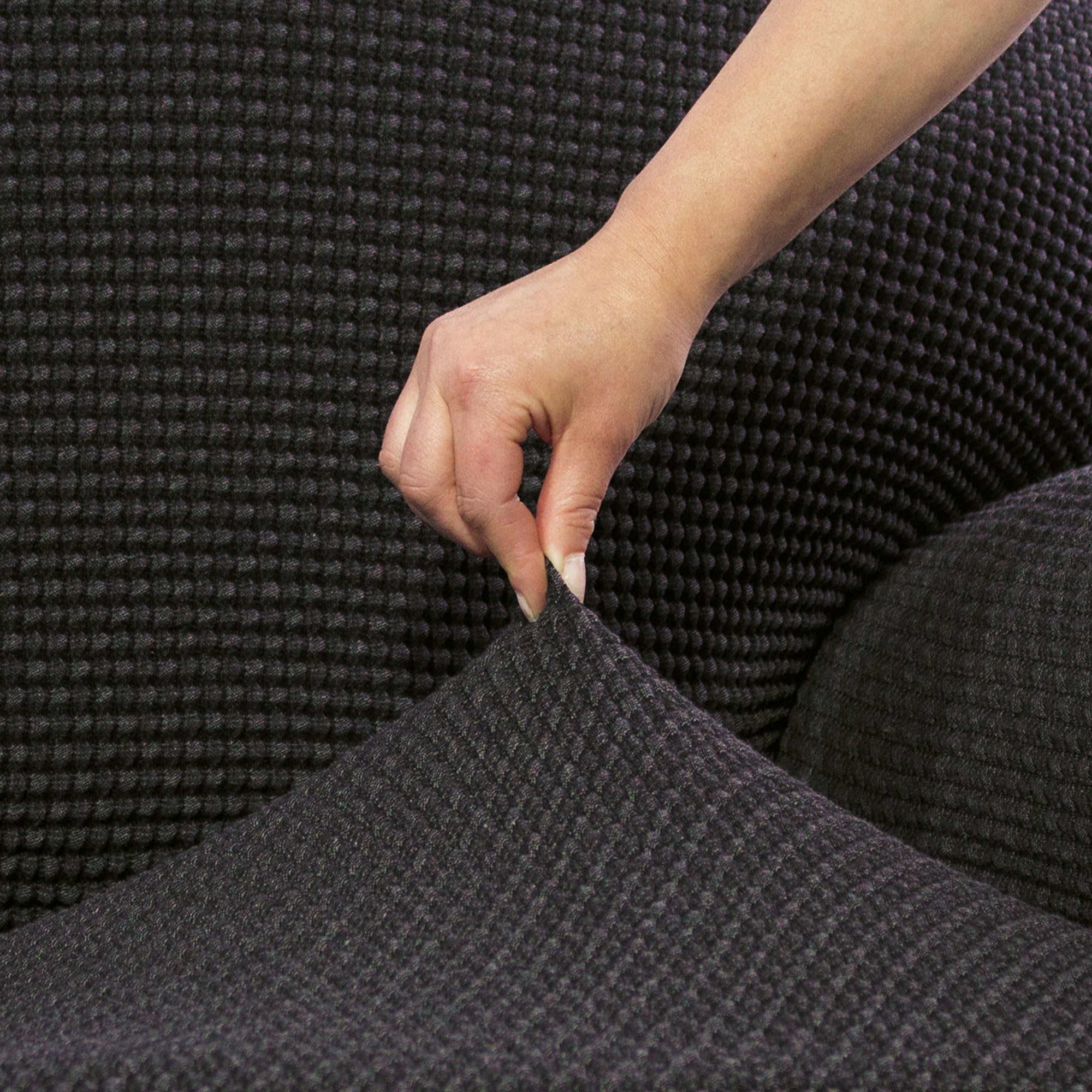 FAVERTI® Funda Super Elástica Sofá Compatible con el Sofá KLIPPAN 2 plazas de IKEA | Modelo NOVELE | Negro | Protector de Calidad de Tejido Jacquard Tacto algodón