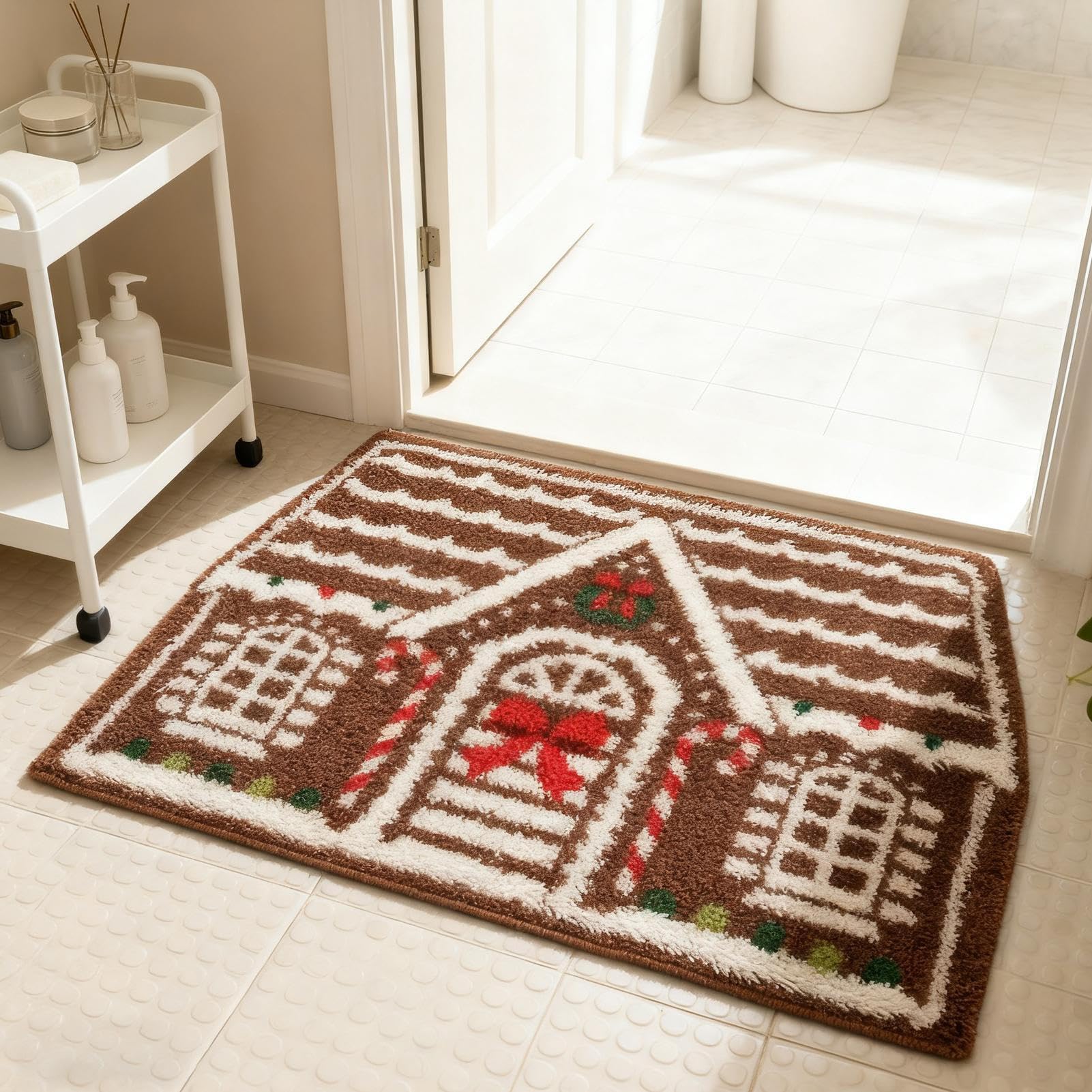 Felpudo De Casa Navideña 60x90 Cm Felpudo Navideño Festivo Antideslizante