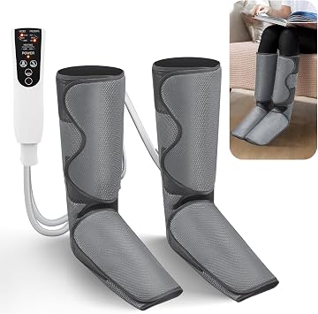 Leg Massager for Pain and Circulation, Foot and Leg Massager with Heat, 3 Intensities 3 Mode 2 Heat, Air Compression, Leg Compression Machine with Adjustable Leg Wraps for Muscles Relaxation