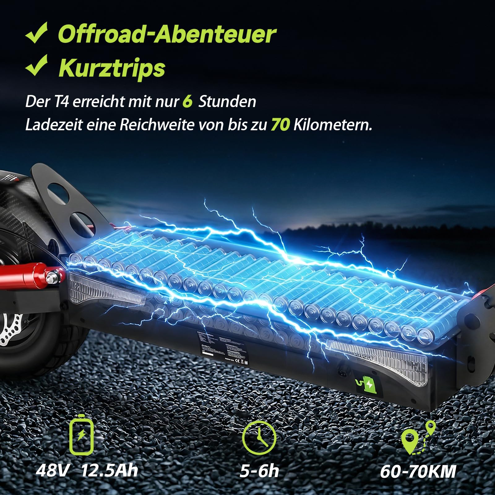 E Scooter mit Straßenzulassung,10 Zoll Elektroroller mit 12,5AH/15AH Batterie Max 70km Reichweite,Duales Bremssystem Und Doppelte Stoßdämpfung, E Roller für Erwachsene Pendeln und Geländefahrten