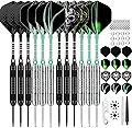 12 Pack Darts Metal Tip Set 22/24 Grams, Steel Tip Darts for Dartboard with Premium Aluminum Shafts, Extra 50 Rubber O-rings 6 Nylon Shafts 24 Flights 12 Spring Rings 16 Flights Protector 1 Tool Kit