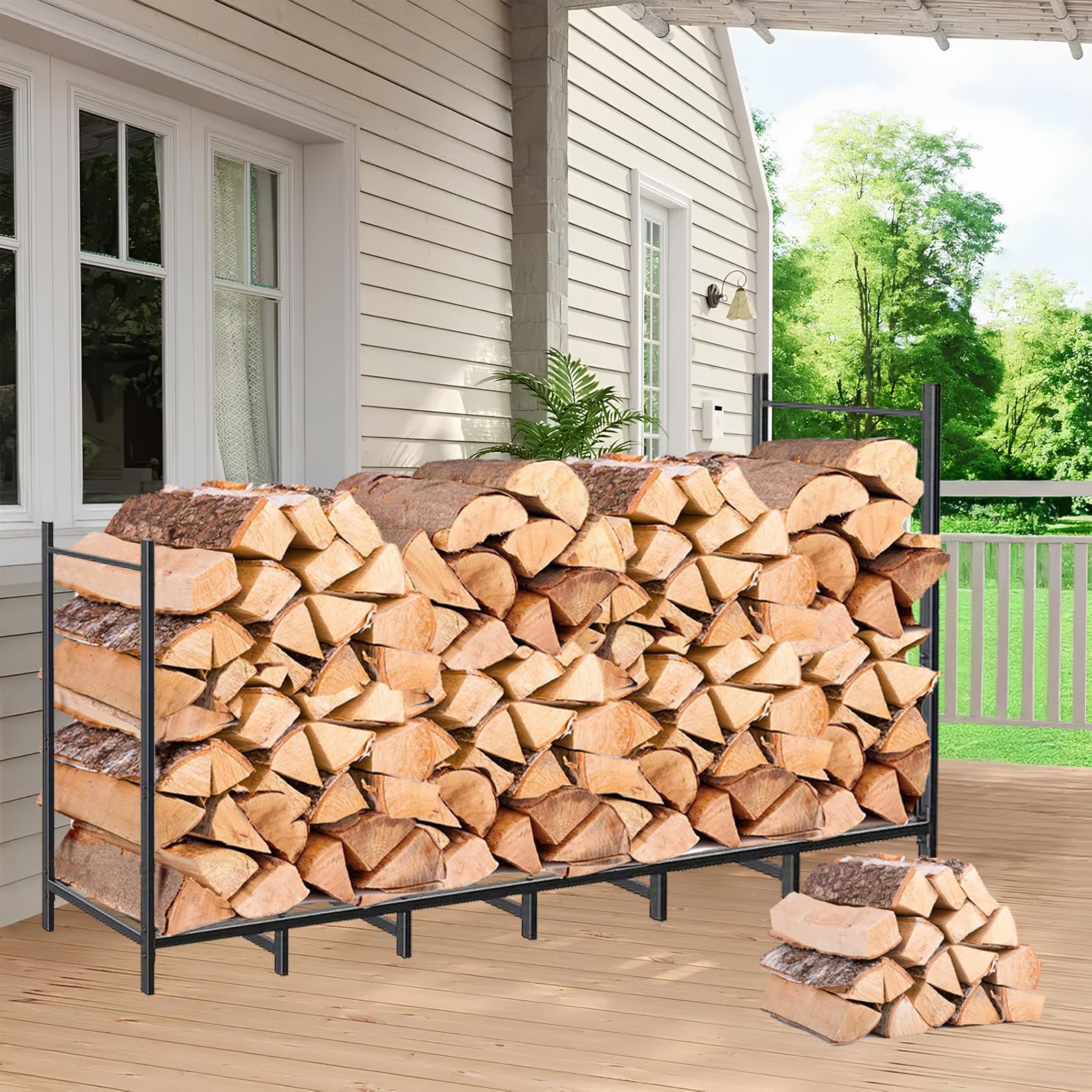 Kaminholzregal aussen Metall,Holzunterstand für Veranda Garten Terrasse Hof | Kaminholzregal Metall, Wasserdichter Holzlager, Stapelhilfe Brennholz, Stapelhilfe für Brennholz Garten Terrasse