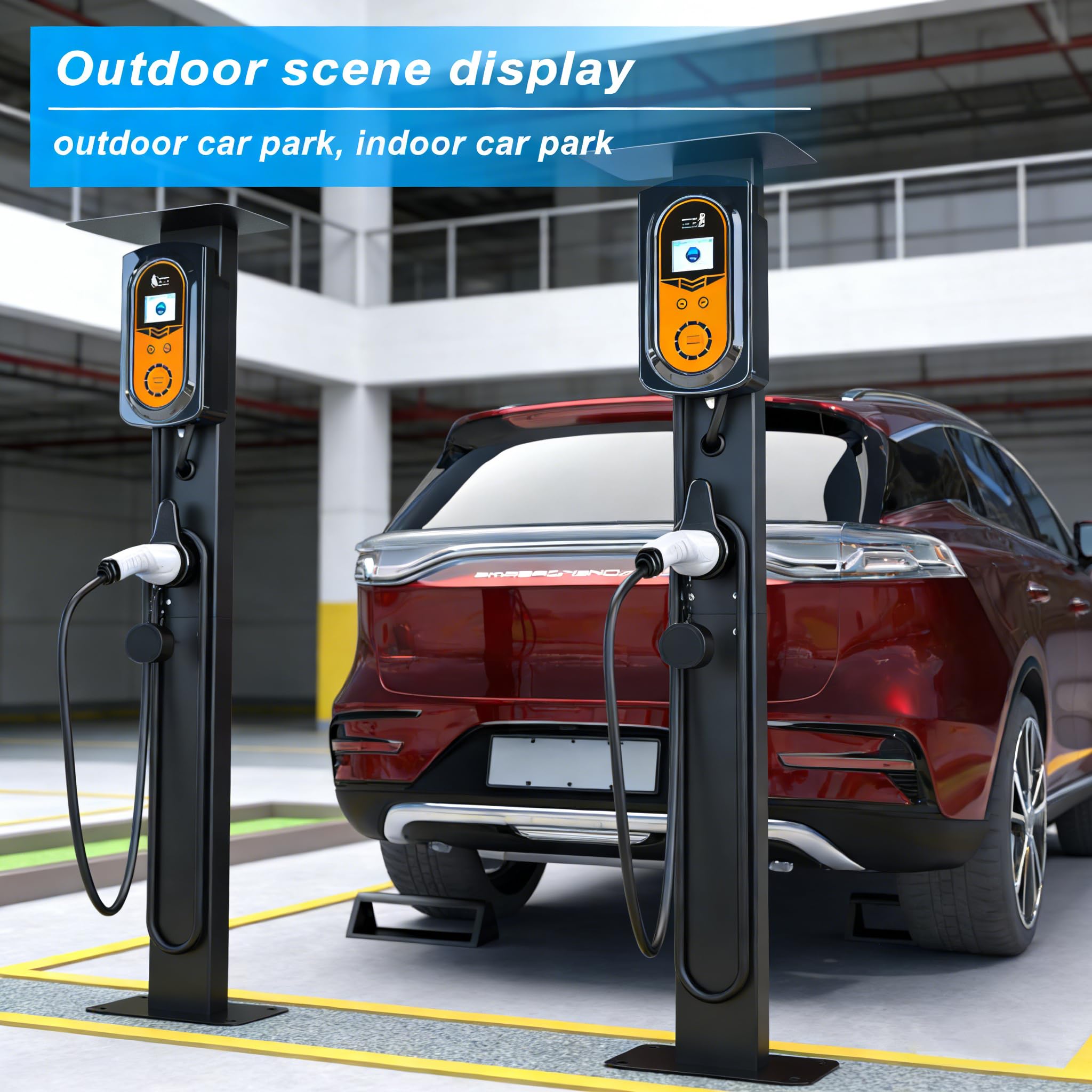 Wallbox Stand Standmontagepfosten Standsäule für Wallbox Ladestationen für Elektroautos 1-Side (Schwarz) Größe: 140 * 24 * 15cm