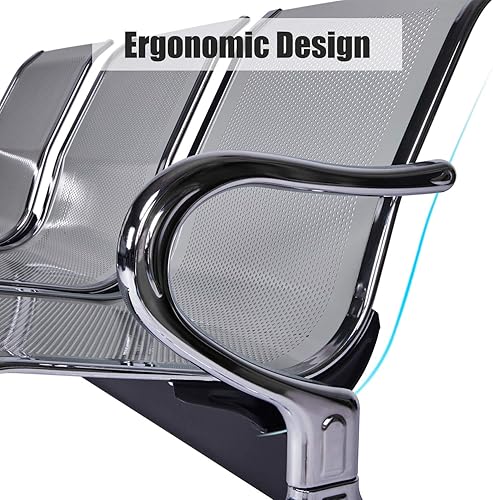 Miniatura 6 de Kinlife - Silla de sala de espera de 3 asientos banco de recepción de oficina con reposabrazos asiento de muebles de invitados de espera para