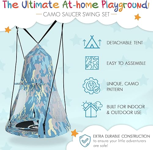 Miniatura 4 de Columpio colgante para tienda de campaña – Columpio flotante desmontable, columpio para niños – 330 libras de capacidad para árbol de columpio para