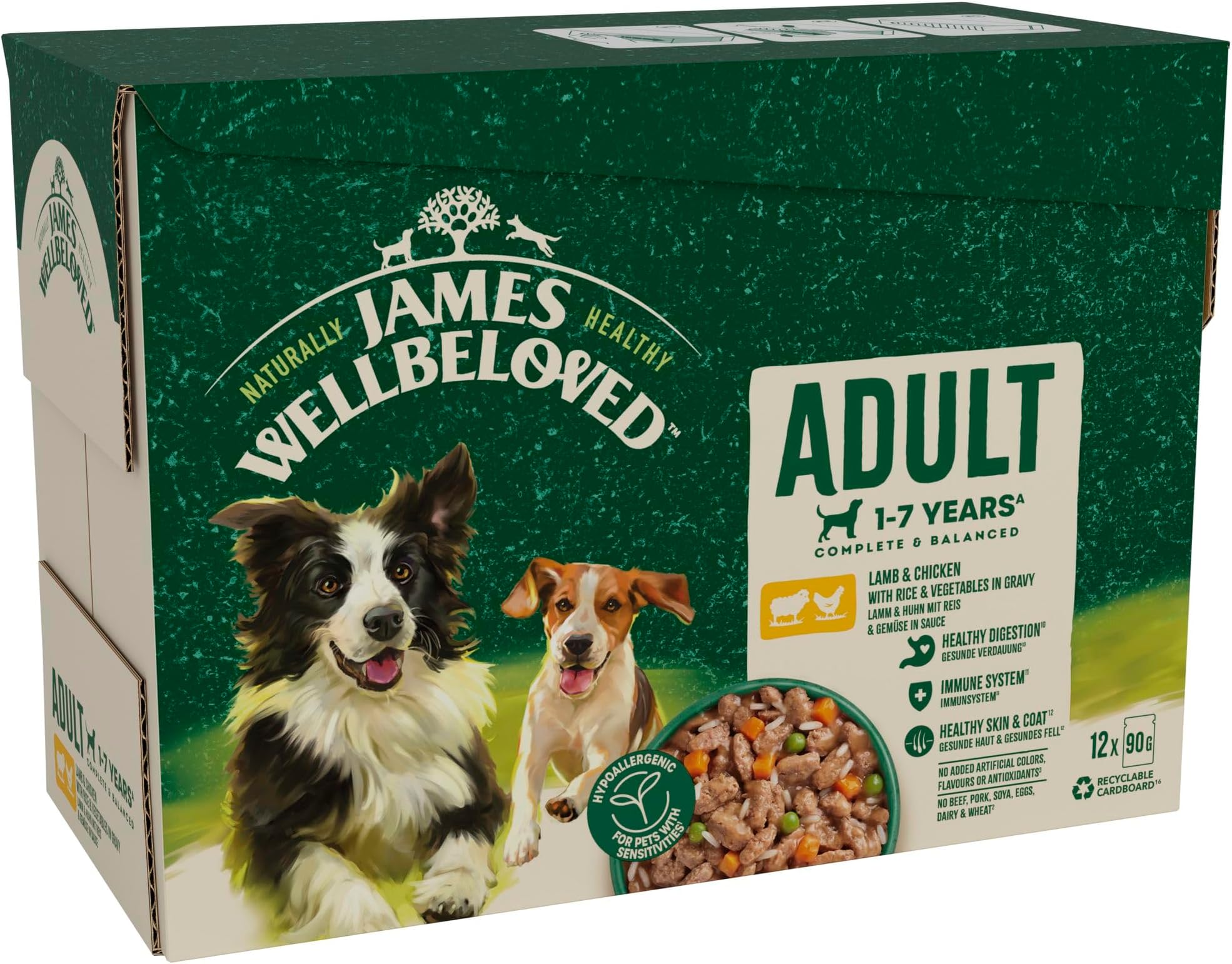 James Wellbeloved Adult Dog Food with Lamb and Chicken in Gravy Pouch
