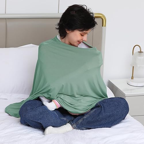 Miniatura 6 de Funda de lactancia multiusos para lactancia materna, poncho de lactancia de cobertura completa de 360, rayón suave y transpirable
