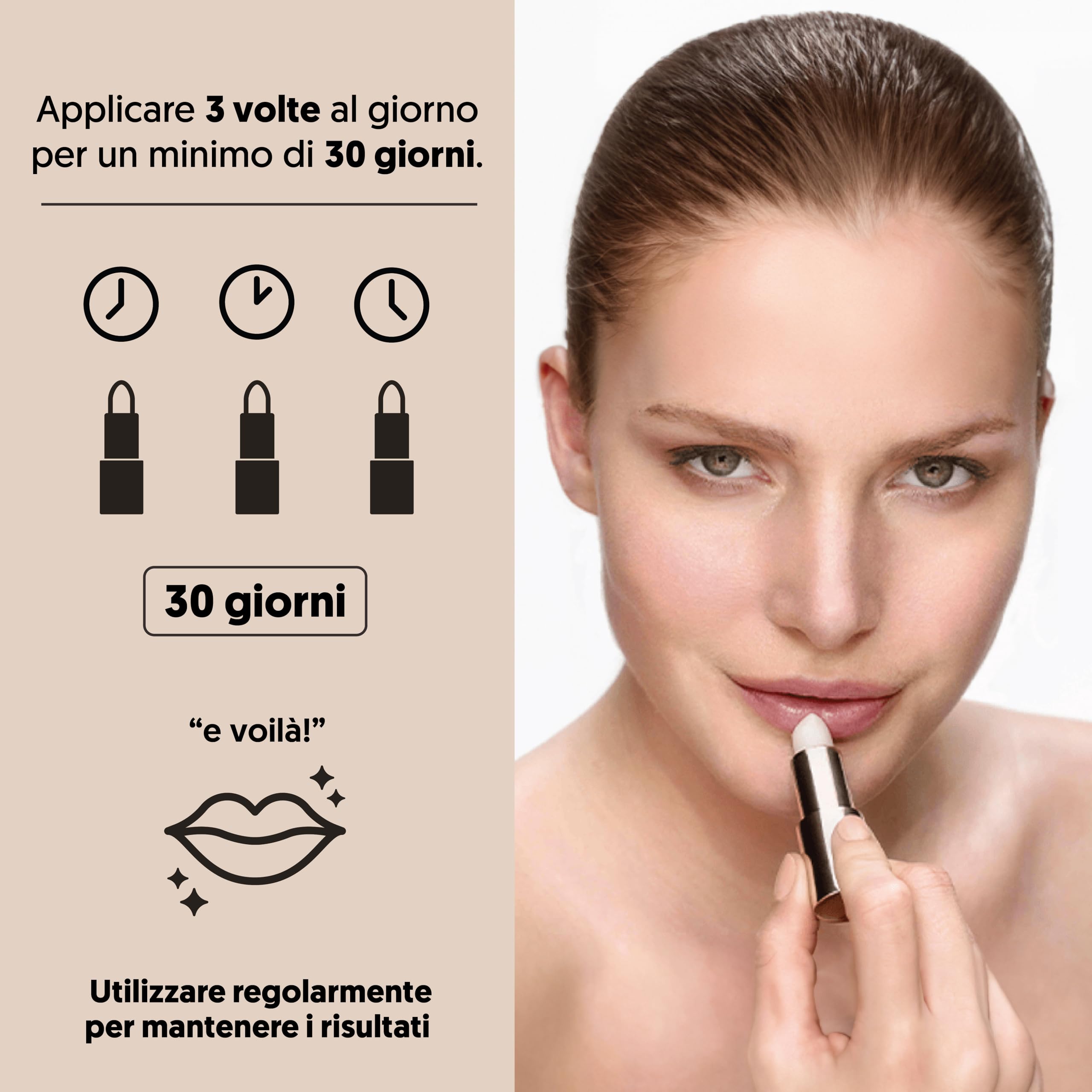GOLD COLLAGEN Lip Volumiser - Balsamo Labbra Antiage con Collagene Marino e Vitamina E, Olio di Cocco, Ricino e Oli Naturali - Lip Balm Effetto Perlato Idratante, Aumenta il Volume con Uso Regolare