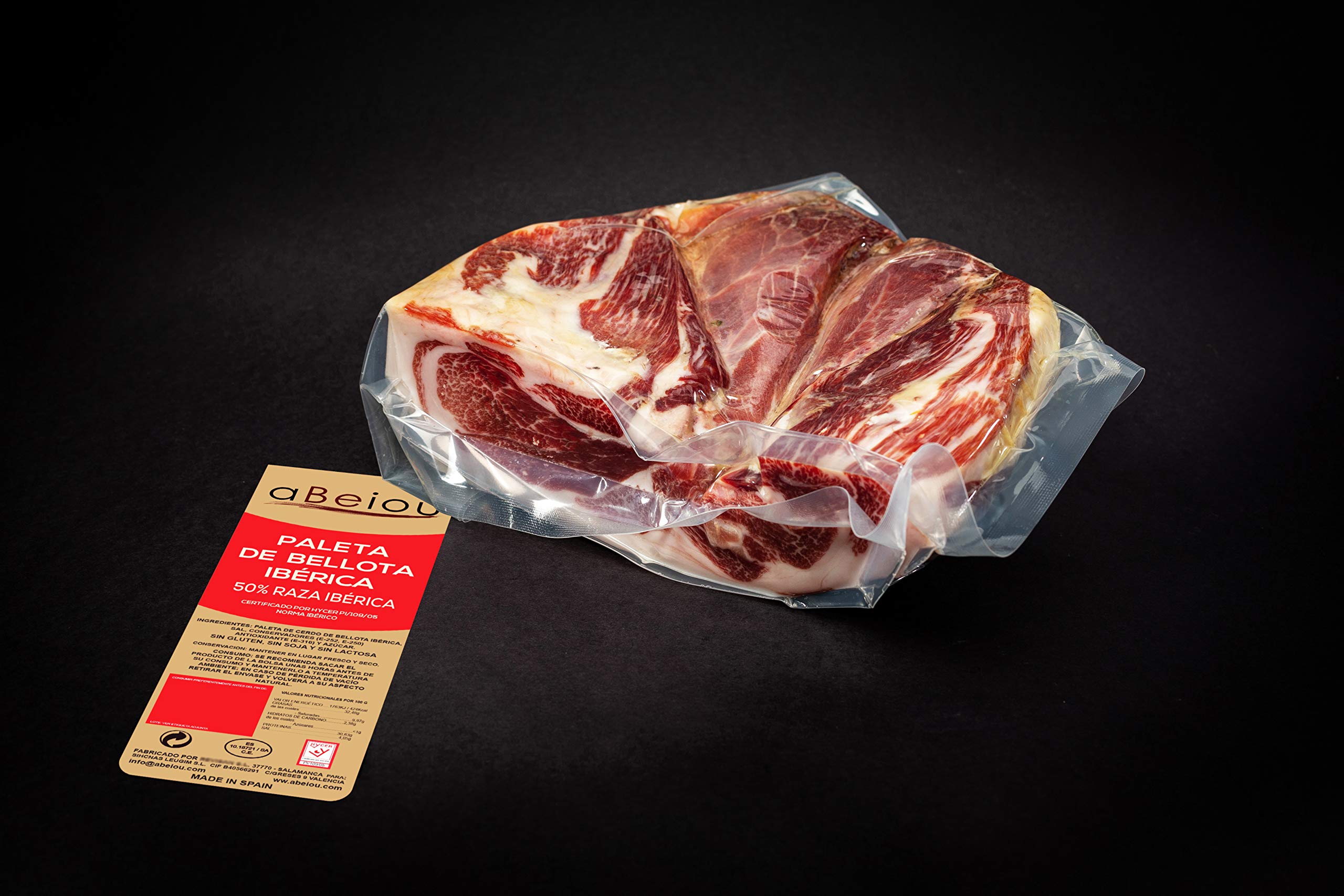 Prosciutto Iberico (Spalla) Ghianda Crudo Disossato 1 kg — Stagionatura +30 Mesi — Cert. Hycer — Guijuelo Spagnolo — Paleta Ibérica de Bellota — aBeiou