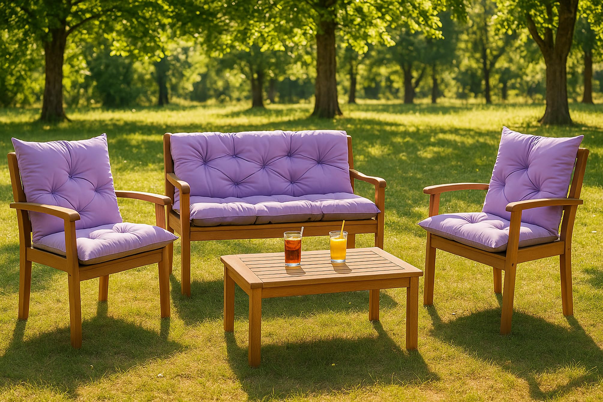 Sitzkissen für Hollywoodschaukel wetterfest - Bankkissen Outdoor - Gartenschaukel Kissen Sitzbank mit Rückenlehne (150 x 50 x 40, Helles Lila)
