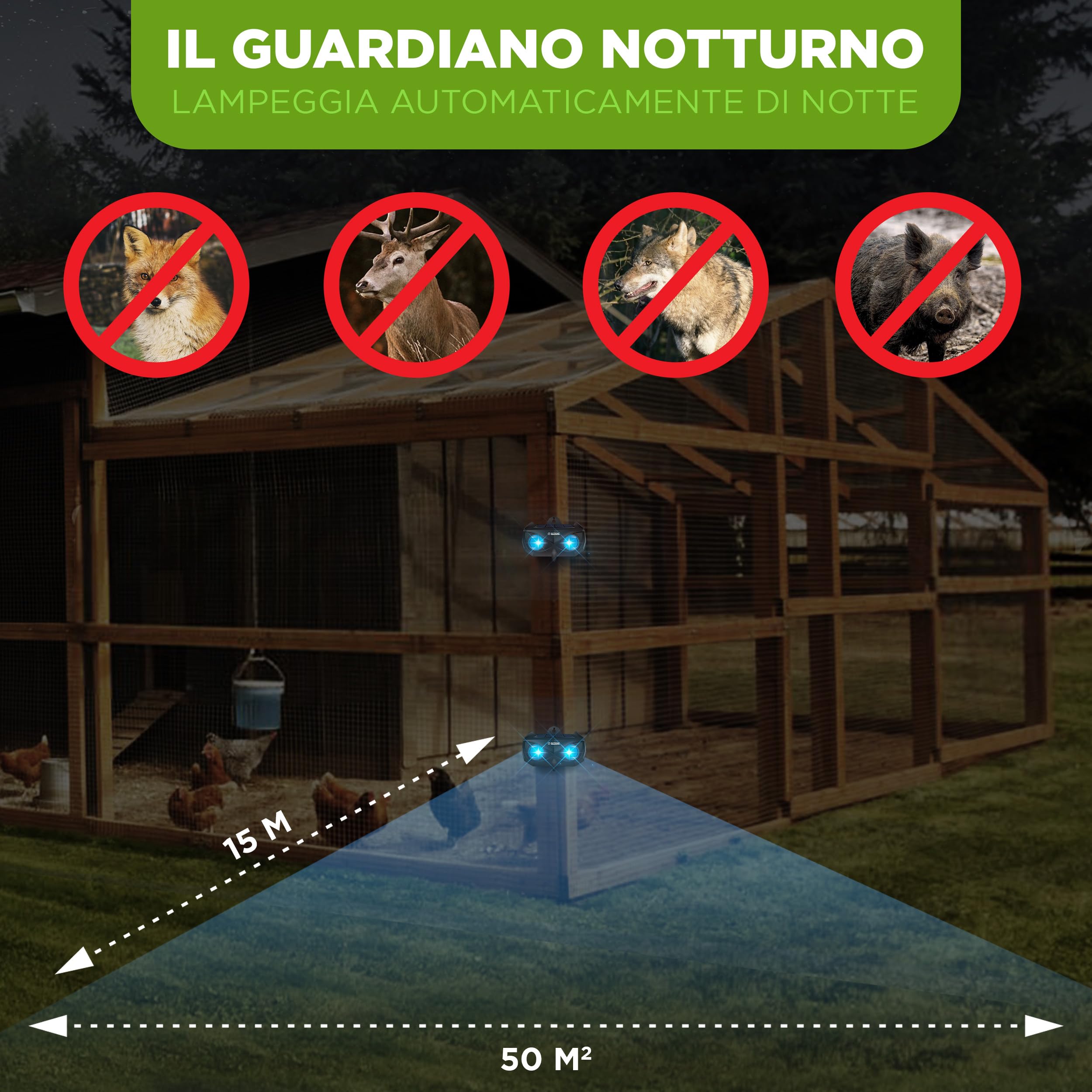 ISOTRONIC Repellente Solare Animali Selvatici LED Blu (4 Pezzi), Dissuasore per Procioni Cervi Volpi Cinghiali, Raggio d'azione 40m², Deterrente Efficace Esterno e Giardino Senza Veleni