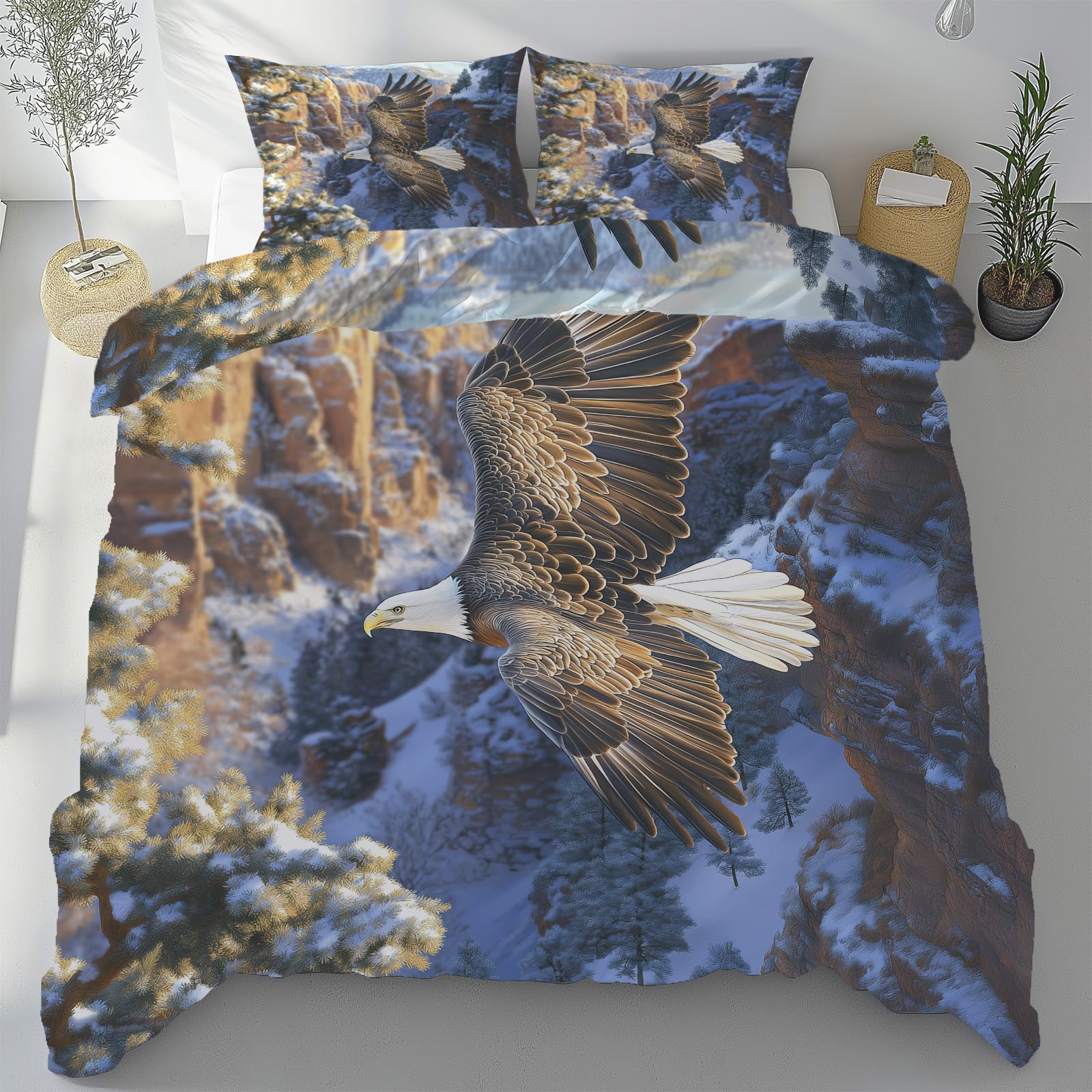 Housse de couette aigle sauvage pour une chambre adulte nature