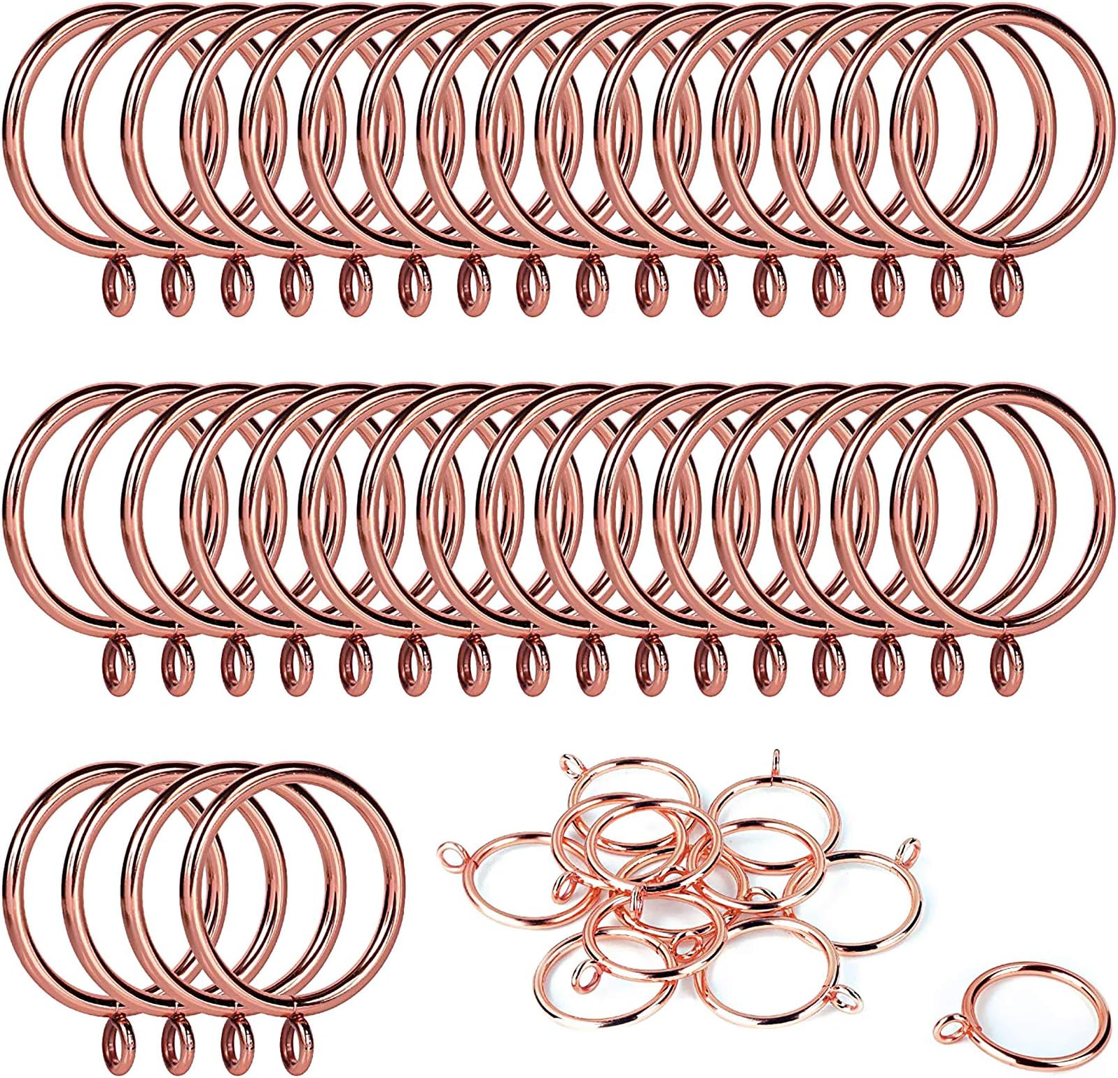 ANJUU 36 Pack 38mm Inner Diameter Metal Curtain Drape Sliding Eyelet Rings Rose Gold Tone