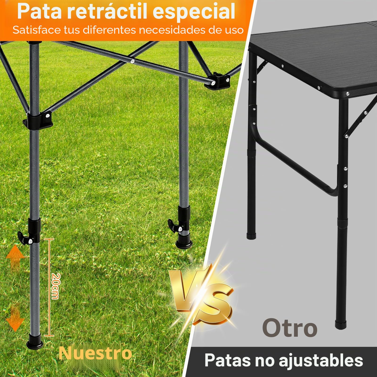 Mesa de Camping Plegable 95x55X (50-80) cm, Mesa Plegable 100KG Cargable Tablero Enrollable, Mesa Plegable Playa con Bolsa de Transporte para Acampar, Picnic, Barbacoa, Patio, Fiesta
