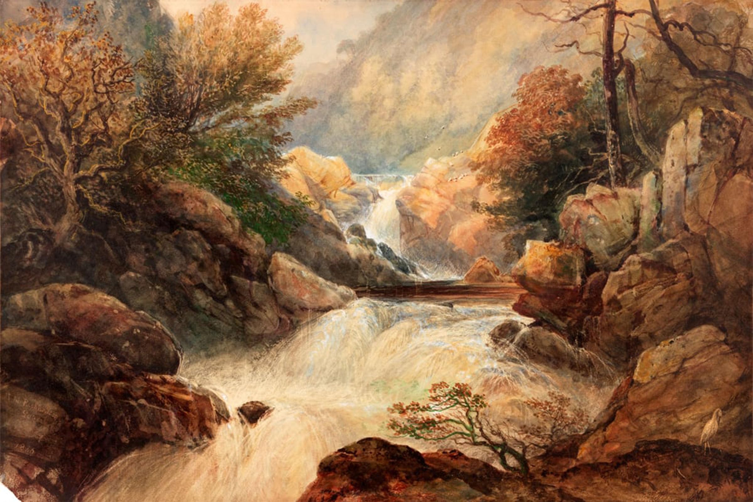 SERENDIPITP Abstract Painting Mural Print Picture Wall Decor Painting the Falls of Lochy by Miles Richardson Vintage Wall Artwork for Home Decor 60x90cm