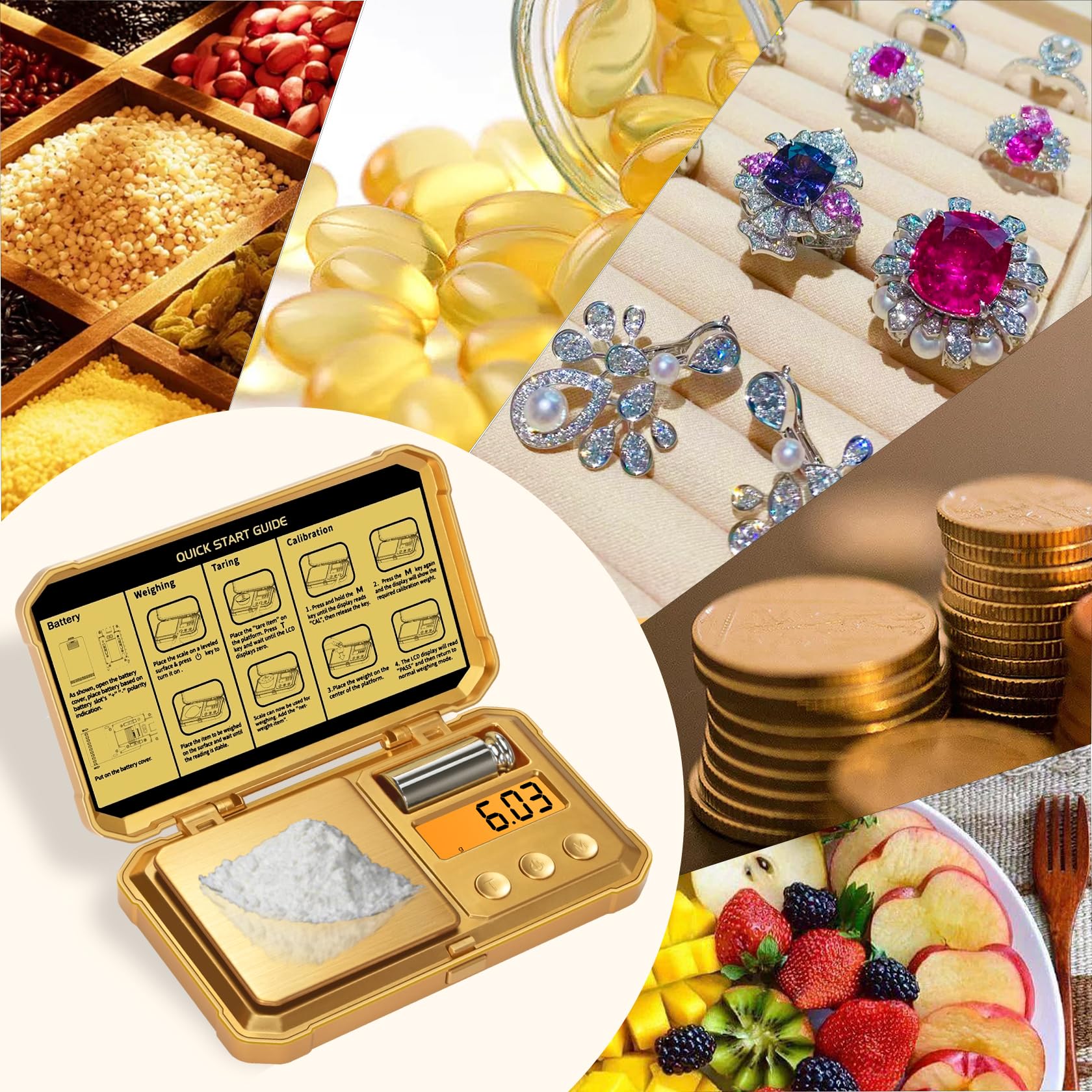 Báscula digital de bolsillo de 10.58 oz x 0.00 oz de precisión, pequeña báscula de oro de alta precisión, peso digital gramos y onzas para joyas, diamantes, flechas, polvos y medicamentos, 6