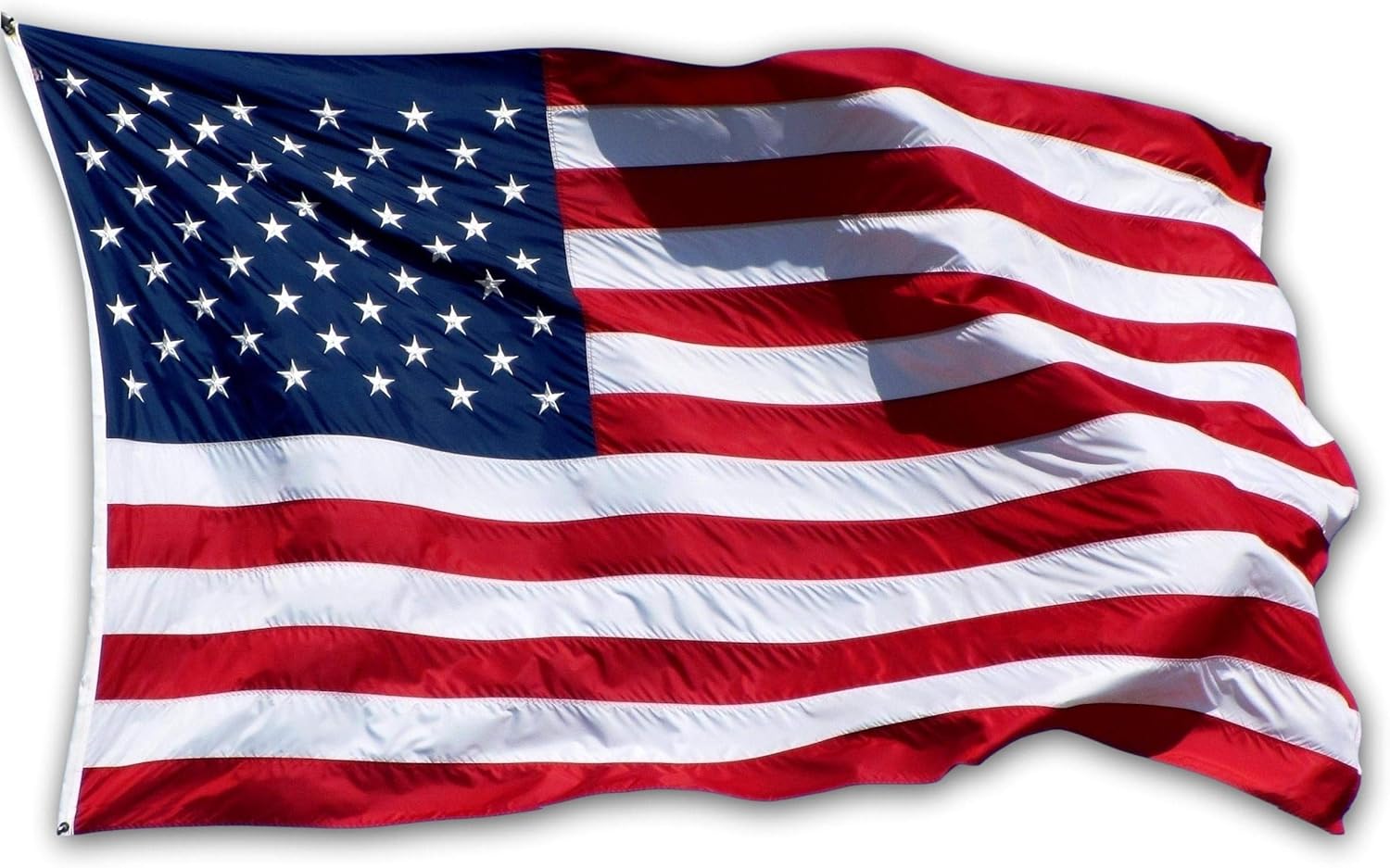 US Flag Factory - 5x8 FT US American Flag (Embroidered Stars, Sewn Stripes) Outdoor SolarMax Nylon Flag - Made in America - Premium Quality (5x8 FT)