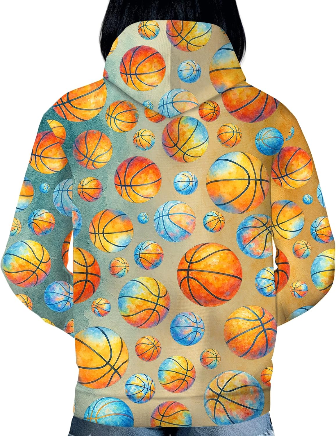 Adult Sports Ball Hoodie Sweatshirt for Men Women, All-Over Print, Kangaroo Pocket, Drawstring-Free Hood - Image 6