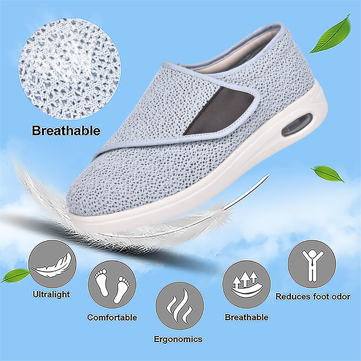 Scarpe da Ginnastica da Passeggio Extra Larghe Facili da Indossare E Togliere con Memory Foam Scarpe Ortopediche in Rete Traspirante per Anziani con Piedi Gonfi Edema E Memory Foam (A14970)