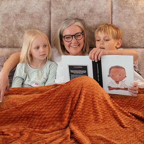 Miniatura 10 de Manta de franela naranja claro (50 x 70 pulgadas), forro polar de 300 GSM, acogedora, cálida, suave, decoración del hogar, manta ligera para sofá,